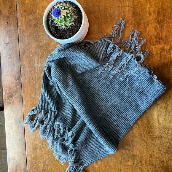 New York & Company Accessories - Gray/Silver Sparkle Fringed Scarf